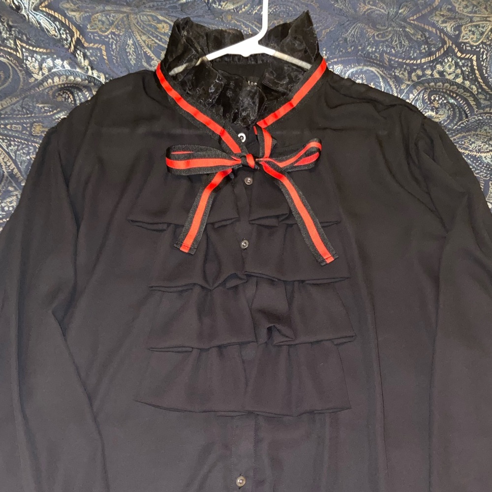 Vintage Black and Red Blouse